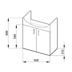 Vannas istabas skapītis ar izlietni JIKA LYRA Pack 65cm