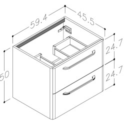 Vannas istabas skapītis zem izlietnes Kame SOFT 60cm, BU/6-3DR/D37-SFT