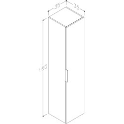 Vannas istabas augstais skapis KAME LIRIS 160x35cm, balts matēts