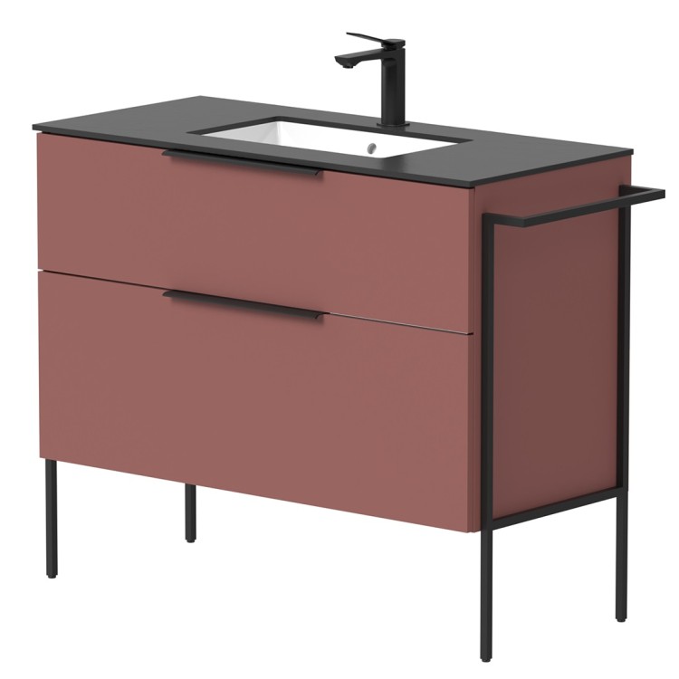 Vannas istabas skapītis KAME BIG ar izlietni ILSA 101x46cm, sarkans antīks