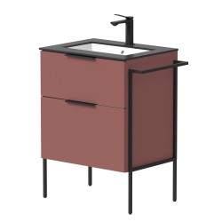 Vannas istabas skapītis KAME BIG ar izlietni ILSA 61x46cm, sarkans antīks