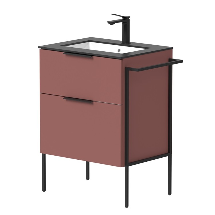 Vannas istabas skapītis KAME BIG ar izlietni ILSA 61x46cm, sarkans antīks