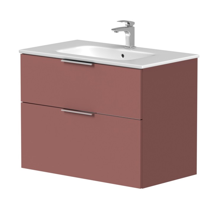 Vannas istabas skapītis KAME BIG ar izlietni Elida 81x46cm, sarkans antīks