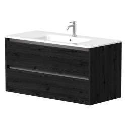 Vannas istabas skapītis Kame City ar izlietni Elide 101x46 cm, melns ozols/alumīnija profils