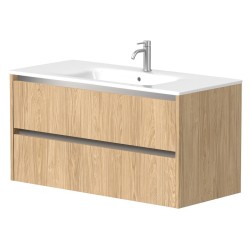 Vannas istabas skapītis Kame City ar izlietni Elide 101x46 cm, gaišs ozols/alumīnija profils