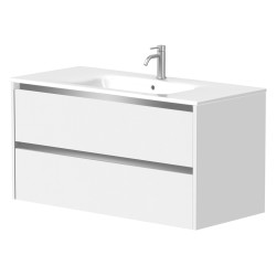 Vannas istabas skapītis Kame City ar izlietni Elide 101x46 cm, balts matēts/alumīnija profils