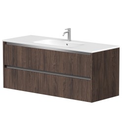 Vannas istabas skapītis Kame City ar izlietni Elide 121x46 cm, brūns ozols/alumīnija profils