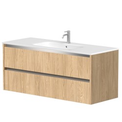 Vannas istabas skapītis Kame City ar izlietni Elide 121x46 cm, gaišs ozols/alumīnija profils