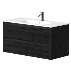 Vannas istabas skapītis Kame City ar izlietni Elide 101x46 cm, melns ozols/melns profils