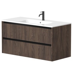 Vannas istabas skapītis Kame City ar izlietni Elide 101x46 cm, brūns ozols/melns profils