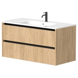 Vannas istabas skapītis Kame City ar izlietni Elide 101x46 cm, gaišs ozols/melns profils