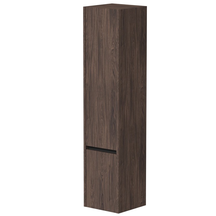 Vannas istabas augstais skapis Kame CITY 160x35cm, brūns ozols/melns profils