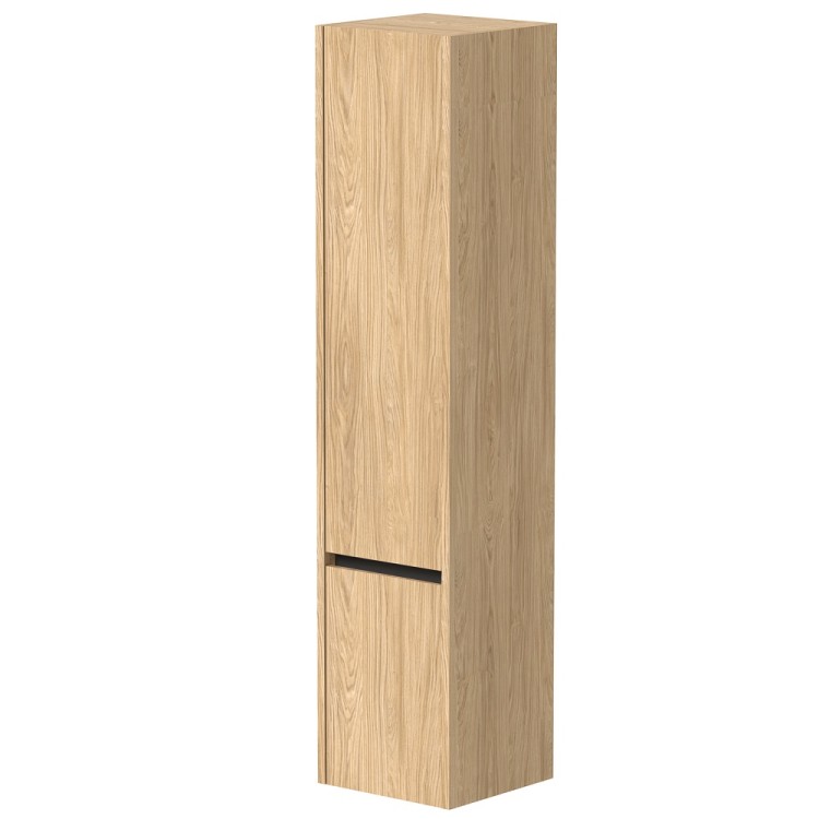 Vannas istabas augstais skapis Kame CITY 160x35cm, gaišs ozols/melns profils