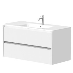 Vannas istabas skapītis Kame City ar izlietni Elide 101x46 cm, balts matēts/balts profils