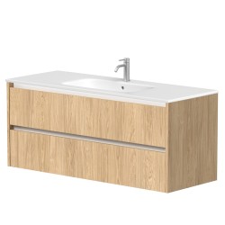 Vannas istabas skapītis Kame City ar izlietni Elide 121x46 cm, gaišs ozols/balts profils