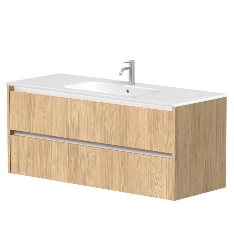 Vannas istabas skapītis Kame City ar izlietni Elide 121x46 cm, gaišs ozols/balts profils Vannas istabas skapītis Kame City ar izlietni Elide 121x46 cm, gaišs ozols/balts profils