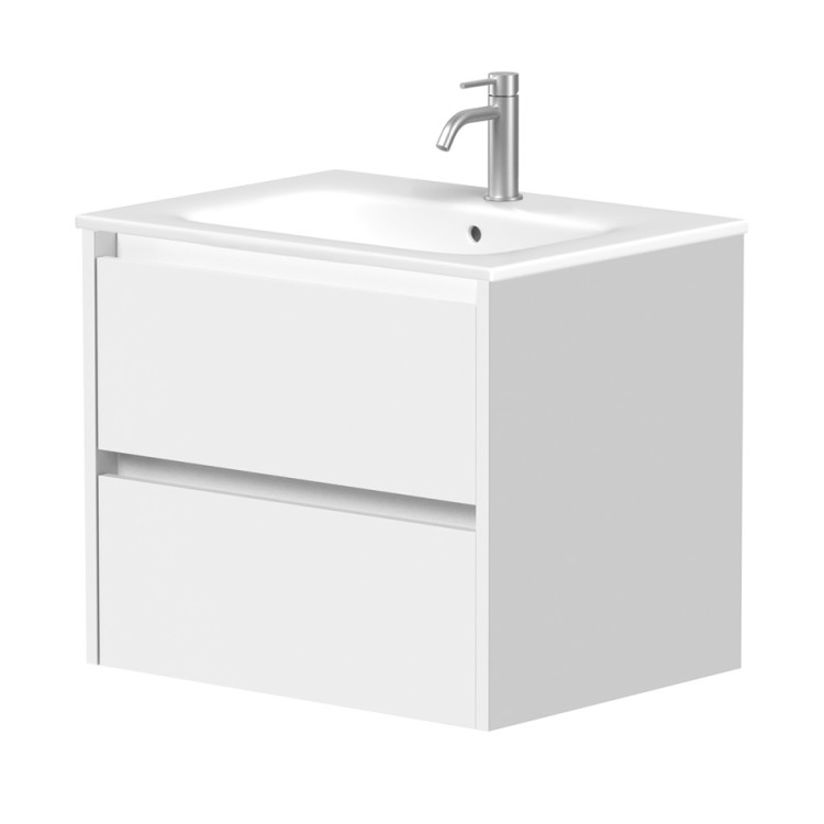 Vannas istabas skapītis Kame City ar izlietni Elide 61x46 cm, balts matēts/balts profils