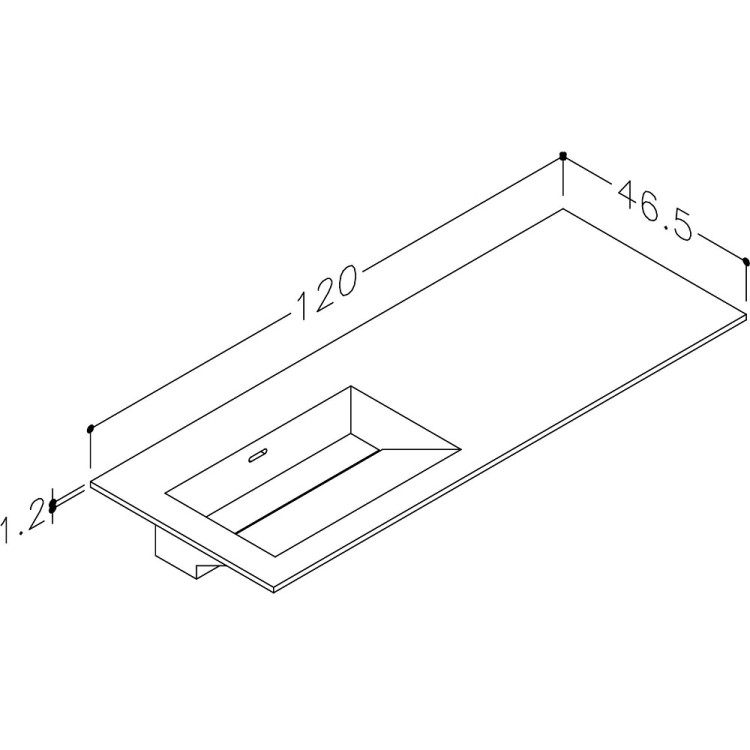 Izlietne skapītim KAME CORIAN 1 120x46.5cm, CN1214618-L-BS