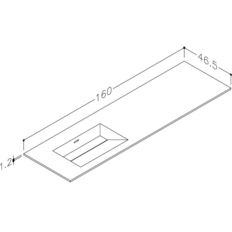 Izlietne skapītim KAME CORIAN 1 200x46.5cm, CN2014618-L-BS