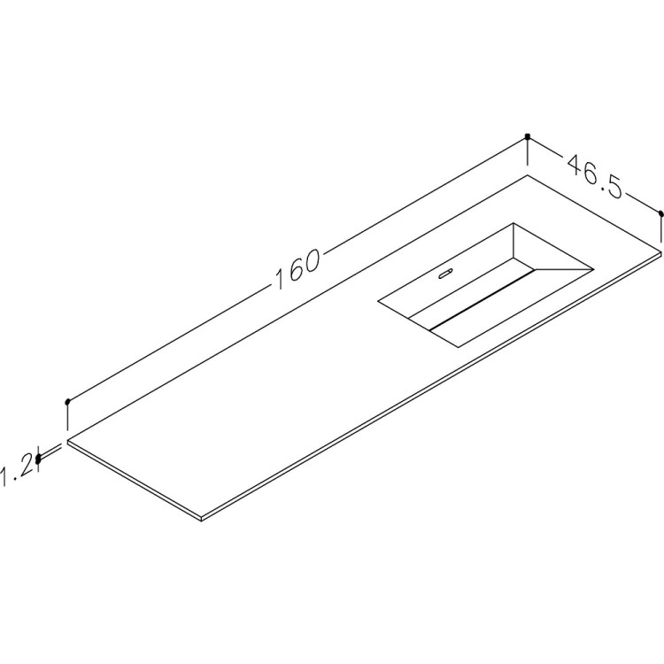 Izlietne skapītim KAME CORIAN 1 200x46.5cm, CN2014618-R-BS