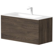 Vannas istabas skapītis Kame GAMA ar izlietni ORION 100х46cm ar push to open, brūns ozols