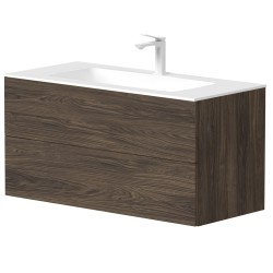 Vannas istabas skapītis Kame GAMA ar izlietni ORION 100х46cm ar push to open, brūns ozols