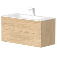 Vannas istabas skapītis Kame GAMA ar izlietni ORION 100х46cm ar push to open, gaišs ozols