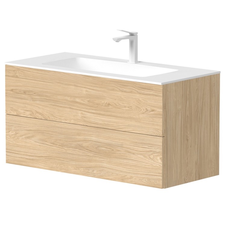 Vannas istabas skapītis Kame GAMA ar izlietni ORION 100х46cm ar push to open, gaišs ozols