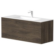 Vannas istabas skapītis Kame GAMA ar izlietni ORION 120х46cm ar push to open, brūns ozols