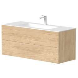 Vannas istabas skapītis Kame GAMA ar izlietni ORION 120х46cm ar push to open, gaišs ozols