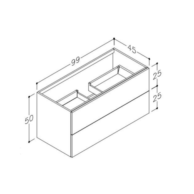 Vannas istabas skapītis Kame GAMA ar izlietni ORION 100х46cm ar push to open, brūns ozols