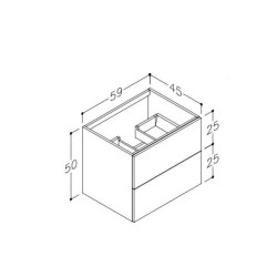 Vannas istabas skapītis Kame GAMA ar izlietni ORION 60х46cm ar push to open, brūns ozols