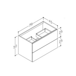 Vannas istabas skapītis Kame GAMA ar izlietni ORION 80х46cm ar push to open, balts matēts