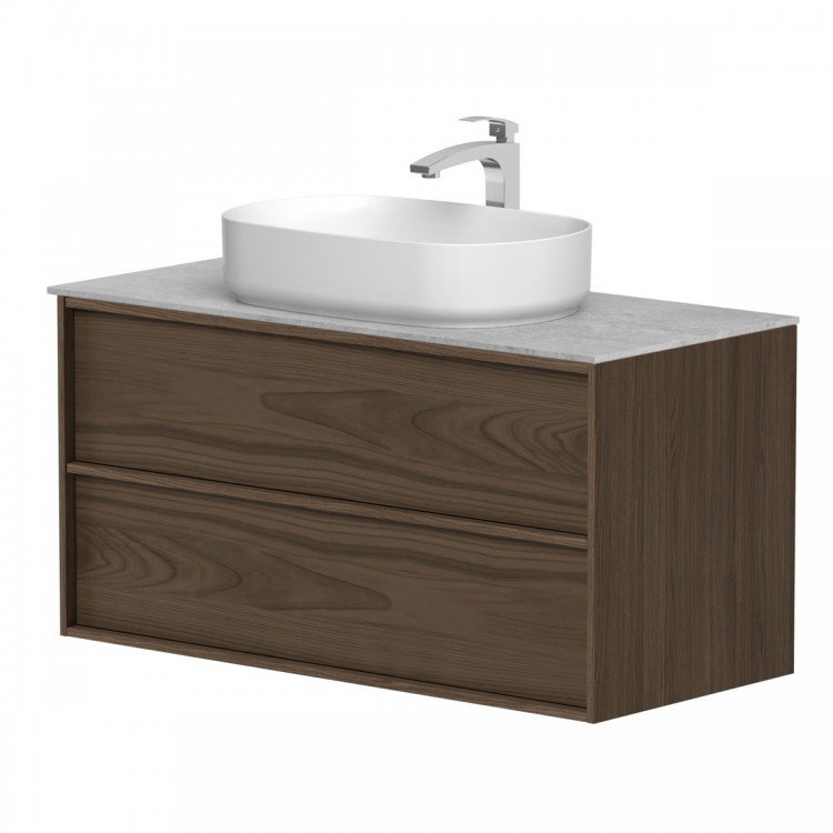 Vannas istabas skapītis ar izlietni Kame HOME 100x46cm, brūns ozolkoka finierējums Vannas istabas skapītis ar izlietni Kame HOME 100x46cm, brūns ozolkoka finierējums
