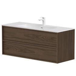 Vannas istabas skapītis ar izlietni Kame HOME Corian 120x46cm, brūns ozolkoka finierējums