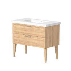 Vannas istabas skapītis ar izlietni Kame RUSTIC 105x54cm, balināts ozolkoka finierējums