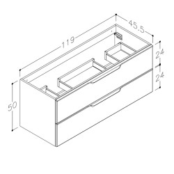 Vannas istabas skapītis izlietnei Kame AMBER 120cm, BUD/12-3DR/D02-AMB
