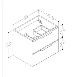 Vannas istabas skapītis izlietnei Kame AMBER 60cm, BU/6-3DR/D02-BL-AMB