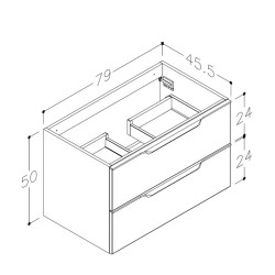 Vannas istabas skapītis izlietnei Kame AMBER 80cm, BU/8-3DR/D02-BL-AMB