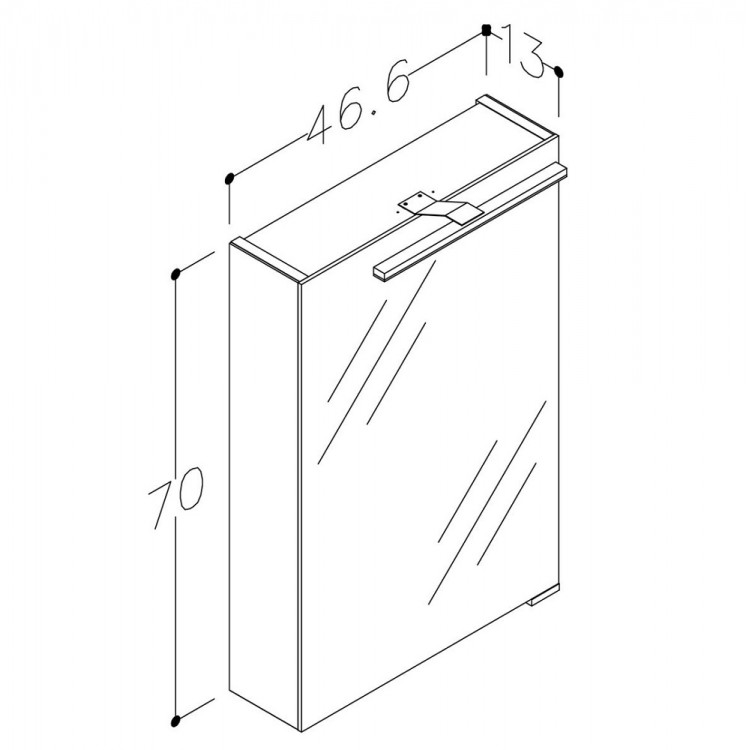 Vannas istabas skapītis ar spoguli KAME Garda 46x70 cm, MC2DML/46-70/ Vannas istabas skapītis ar spoguli KAME Garda 46x70 cm, MC2DML/46-70/