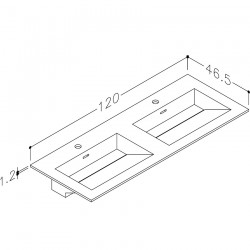 Izlietne skapītim dubultā KAME CORIAN 120x46.5cm, CN1214618-D