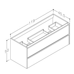 Vannas istabas skapītis dubultai izlietnei Kame City  120cm, BUD/12-3DR/10D1P1