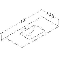 Izlietne ar augstspiediena lamināta darba virsmu Kame HPL, 101cm, WP/10-3/H11-P1
