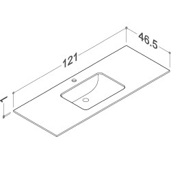 Izlietne ar augstspiediena lamināta darba virsmu Kame HPL, 121cm, WP/12-3/H11-P1