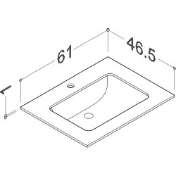 Izlietne ar augstspiediena lamināta darba virsmu Kame HPL, 61cm, WP/6-3/H11-P1