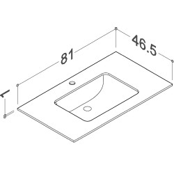Izlietne ar augstspiediena lamināta darba virsmu Kame HPL, 81cm, WP/8-3/H11-P1