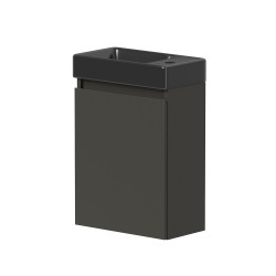 Vannas istabas skapītis ar izlietni Kame MINI melnā krāsā 40cm L/R, matēts grafīts