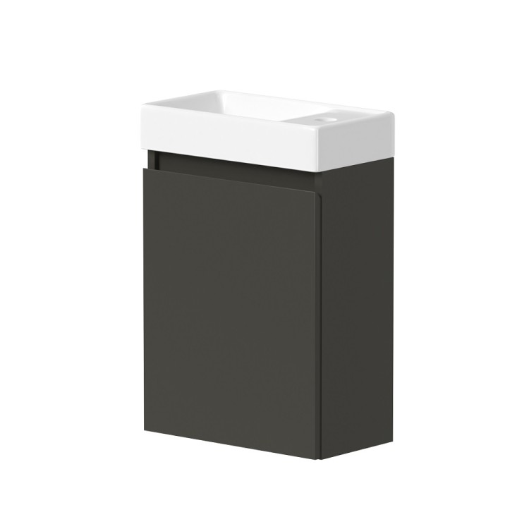 Vannas istabas skapītis ar izlietni Kame MINI baltā krāsā 40cm L/R, matēts grafīts