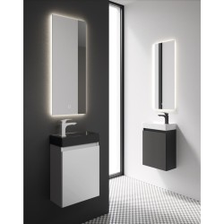 Vannas istabas skapītis ar izlietni Kame MINI melnā krāsā 40cm L/R, balts