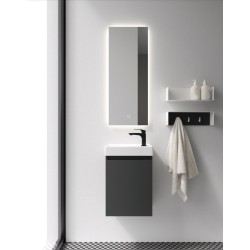 Vannas istabas skapītis ar izlietni Kame MINI baltā krāsā 40cm L/R, matēts grafīts